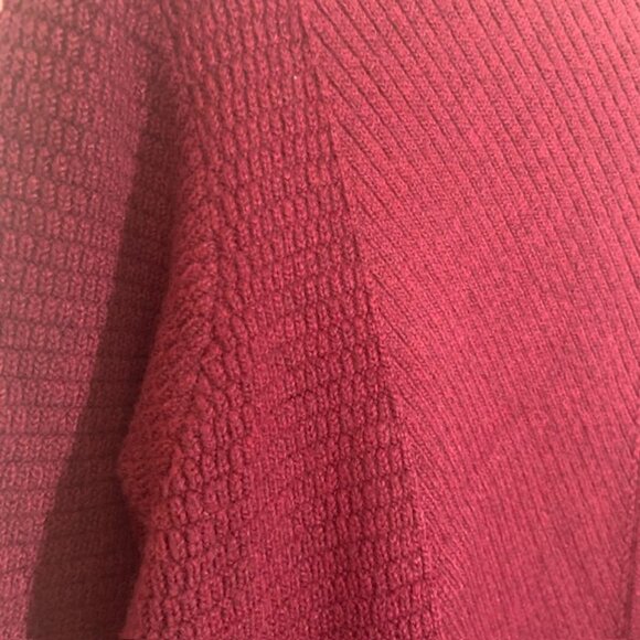J Jill Pure Jill Burgundy Lagenlook Chevron Textured V-Neck Sweater - Size S - Picture 8 of 8